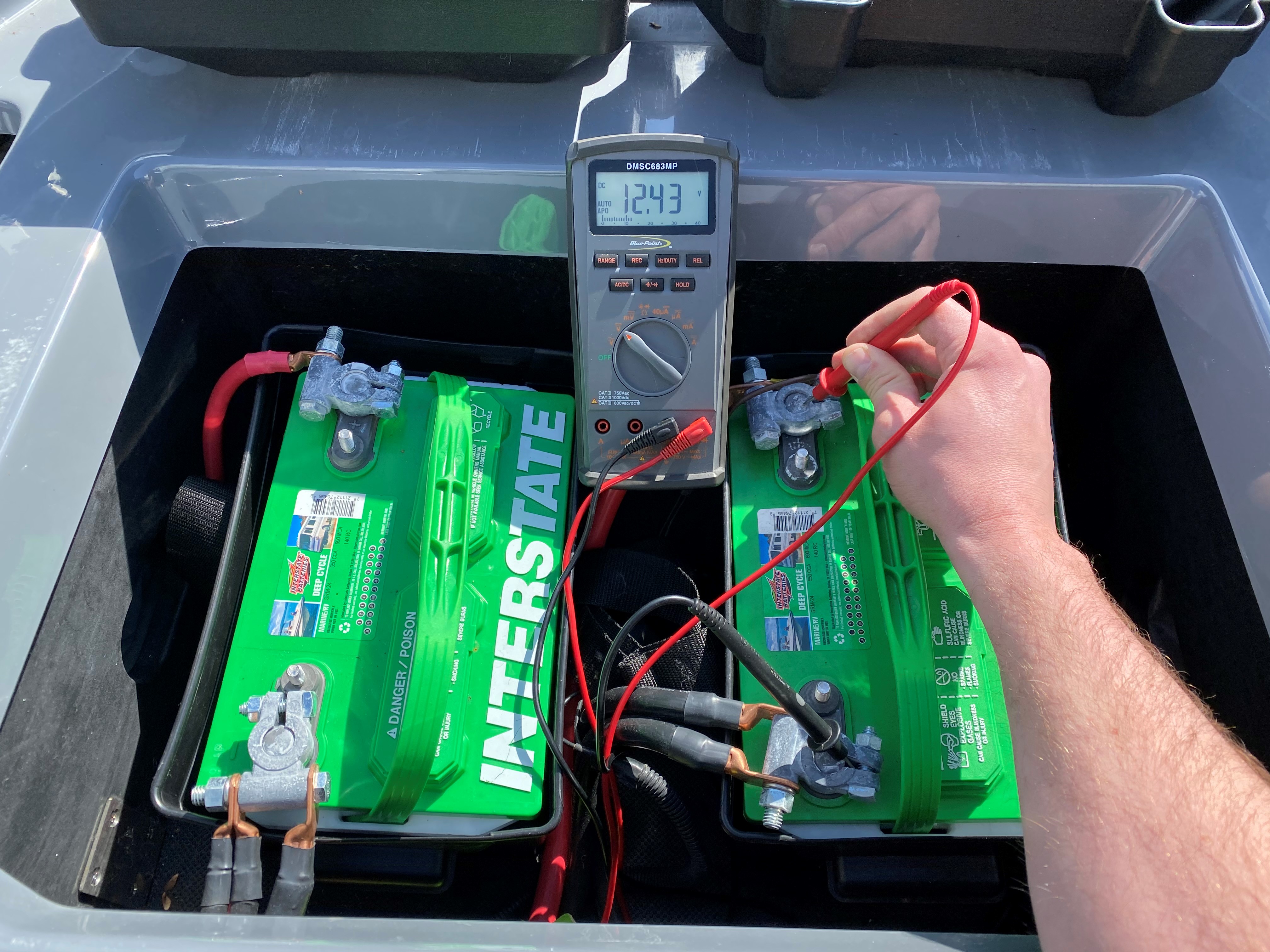 Axis Battery system check with digital volt meter